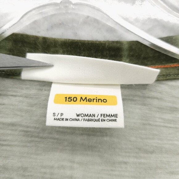 ICEBREAKER Woman 100% Merino 150 Short Sleeve Tee Green Striped Size SMALL - Picture 3 of 6